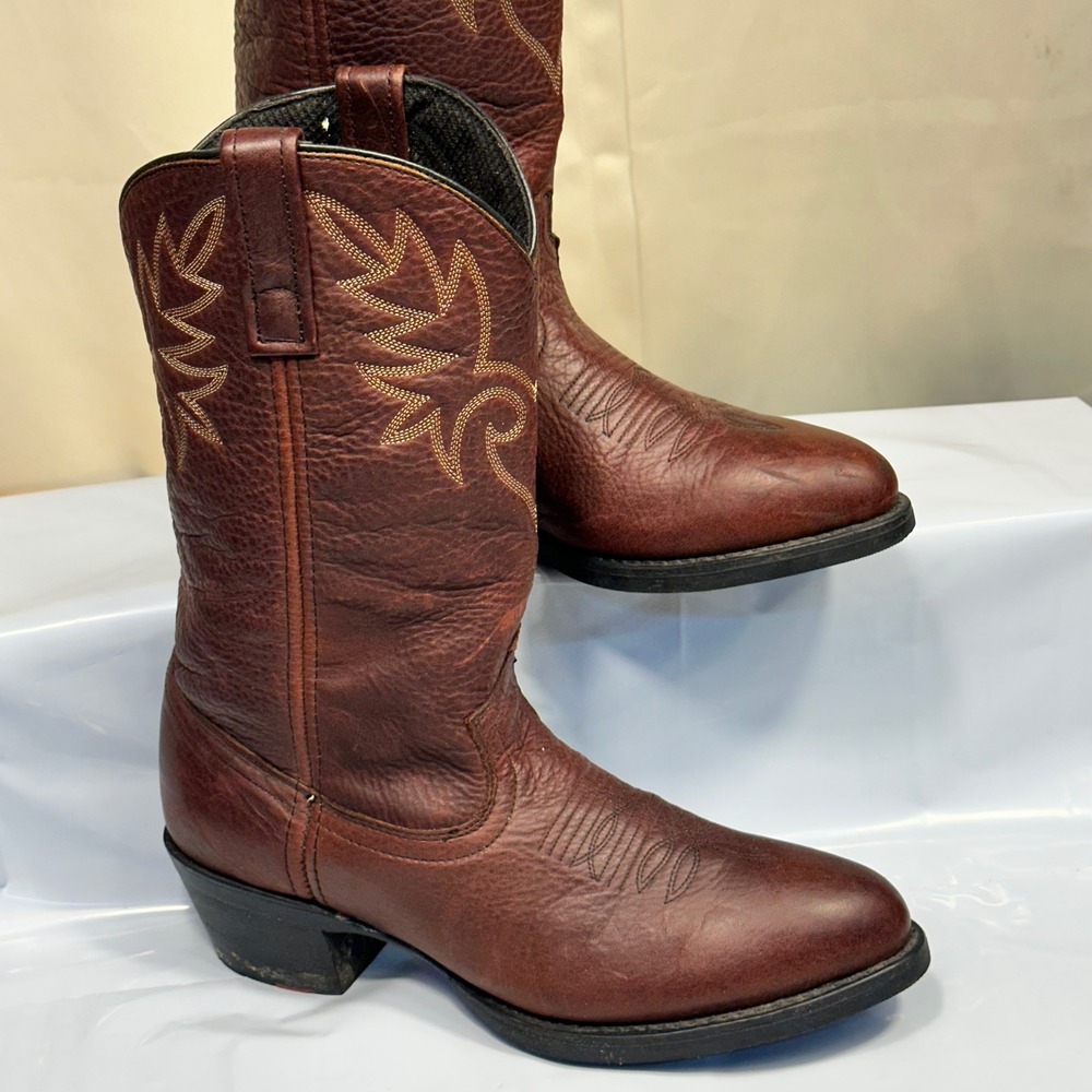 Dingo Cowboy Boots Mens Brown Pebbled Leather Western Stitched Excellent 8 D
